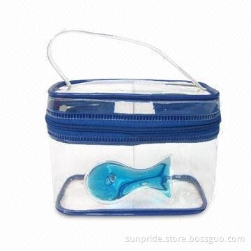 Clear PVC Cosmetic Bag with Eco-friendly Material, Reusable, OEM and ODM Order are Welcome